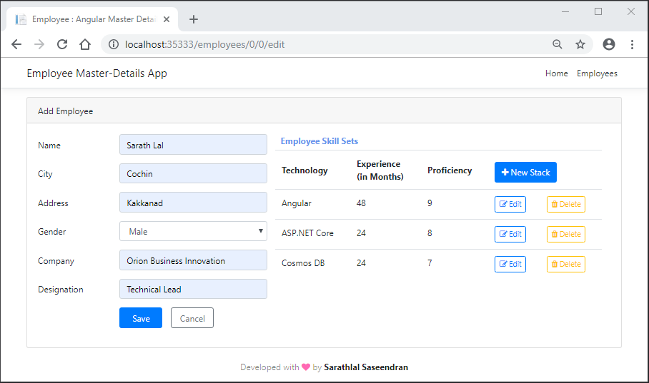 Master-Details App In Angular With Cosmos DB Using Embedded Data Modeling
